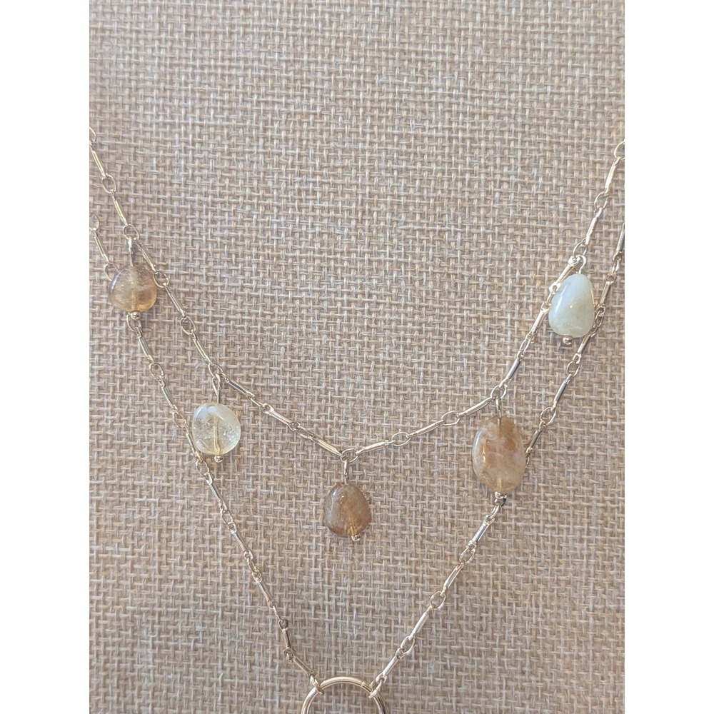 Park Lane Double Layered Necklace Natural Color Stones Gold Tone NIB - Picture 4 of 5